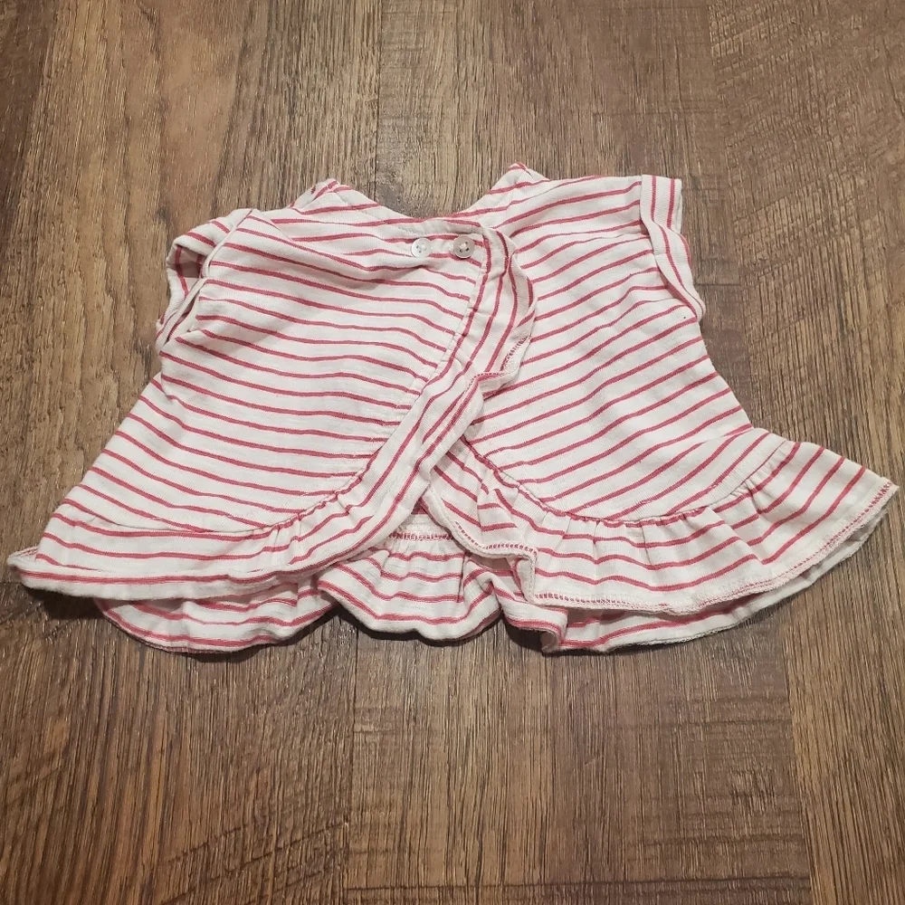 Jessica Simpson Baby Girl Striped Tee Shirt Top Ruffle Shorts Tropical Bird 3-6M